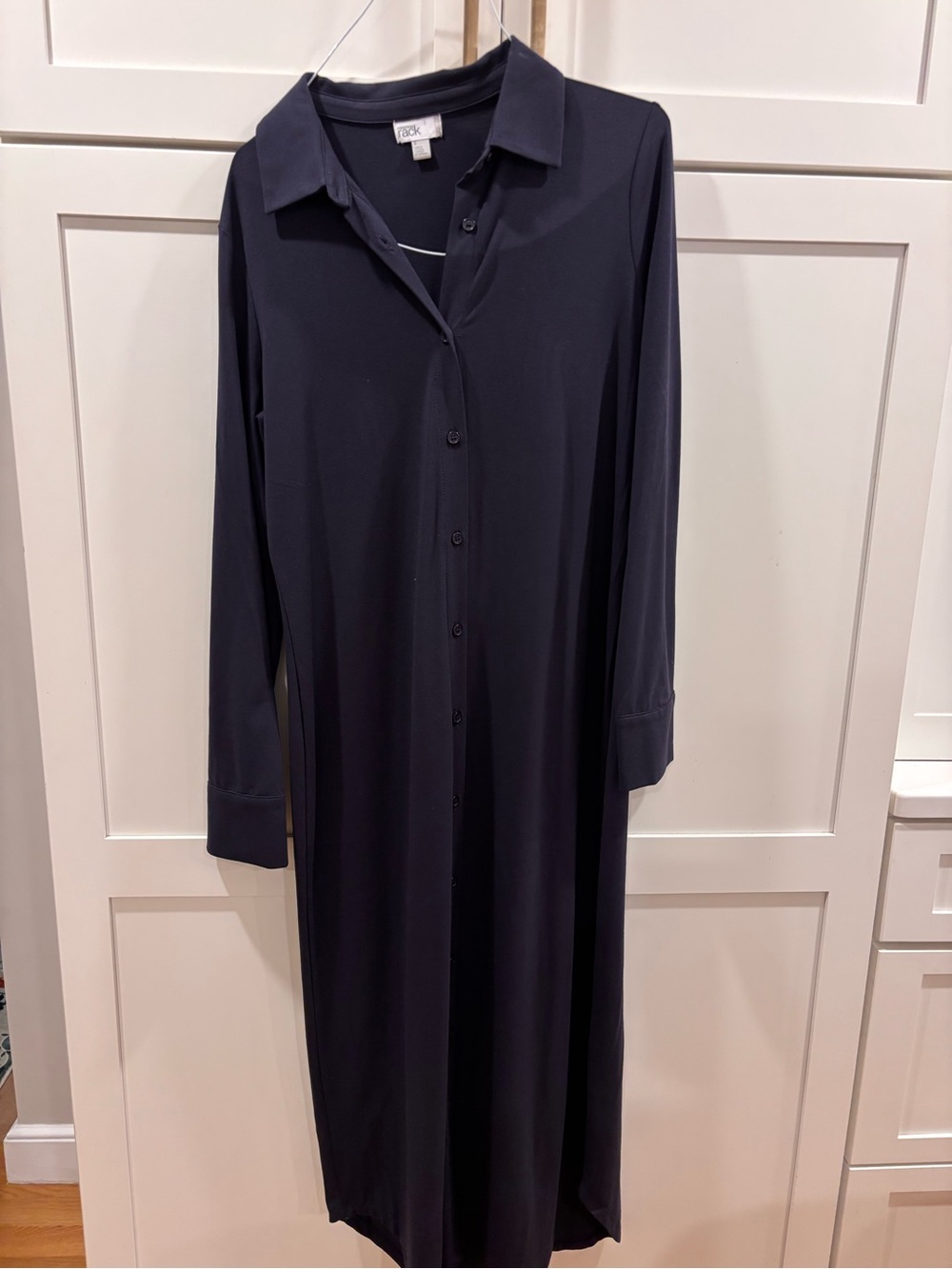 Eileen Fisher Navy Long Sleeve Button-Front Shirt Dress